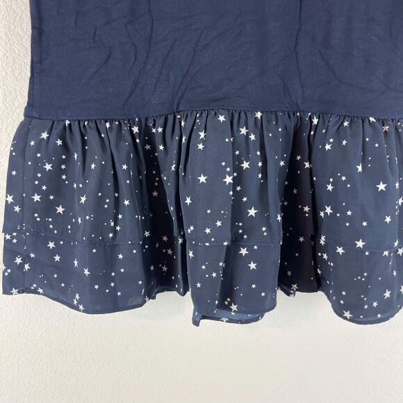 Kate Spade Peplum Top Womens Extra Small Blue Star Print Short Sleeve - Picture 8 of 10